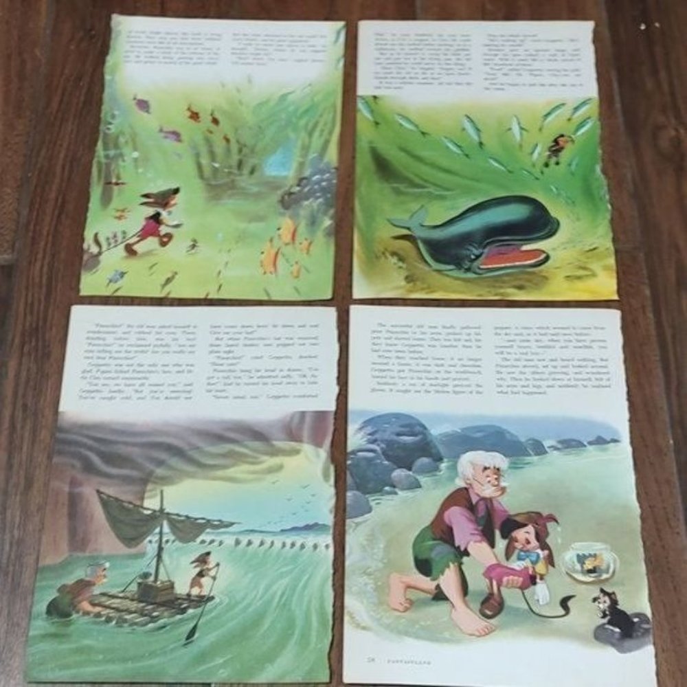 Pinocchio whale Disney 1965 vintage Fantasyland decor water fish nursery